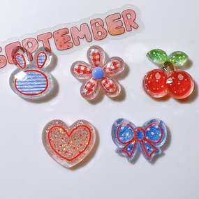 Resin Accessories Factory - OEM DIY Craft Red Plaid Flower