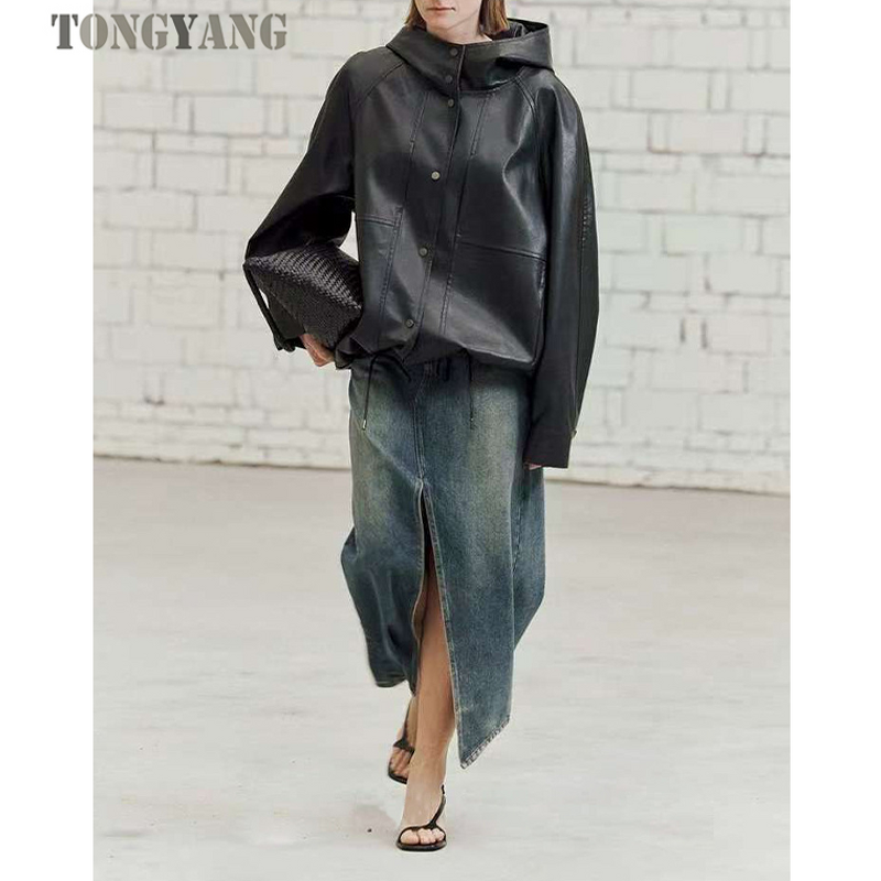 Leather Jacket Factory - OEM Women's Genuine Sheepskin Hooded