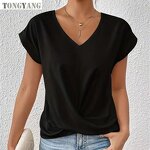 Women's T-Shirt Factory - OEM 2024 Summer V Neck Elegant