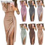 Evening Dress Factory - OEM Women Party Slit Long Sleeve