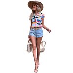 Women's Top Factory - OEM Summer Geographic Printed V-Neck