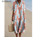 Women's Dress Factory - OEM V-Neck 3D Marine Life Print