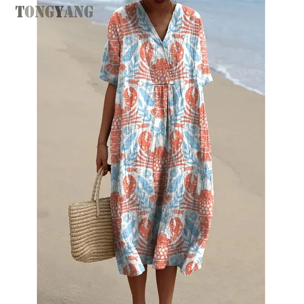 Women's Dress Factory - OEM V-Neck 3D Marine Life Print