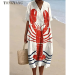 Women's Dress Factory - OEM V-Neck 3D Marine Life Print