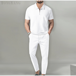 Polo Suit Factory - OEM Men's Casual Two-piece Solid Color