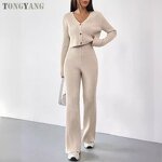 Knitted Set Factory - OEM Women Spring Autumn Solid Color