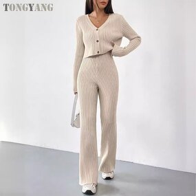 Knitted Set Factory - OEM Women Spring Autumn Solid Color
