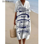 Women's Dress Factory - OEM V-Neck 3D Marine Life Print