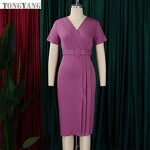 Pencil Skirt Factory - OEM Women's Summer V-Neck Waist Solid