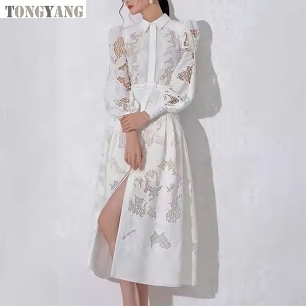 Retro Dress Factory - OEM 2024 Autumn Lapel Lantern Sleeve