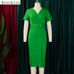 Pencil Skirt Factory - OEM Women's Summer V-Neck Waist Solid