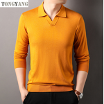Men's Sweater Factory - OEM Solid Color Lapel Knitted Blended