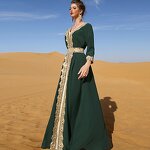 Muslim Dress Factory - OEM Dubai Polka Dot Print V-Neck