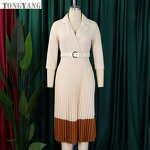 Career Dress Factory - OEM Spring Autumn Lapel Collar Belted