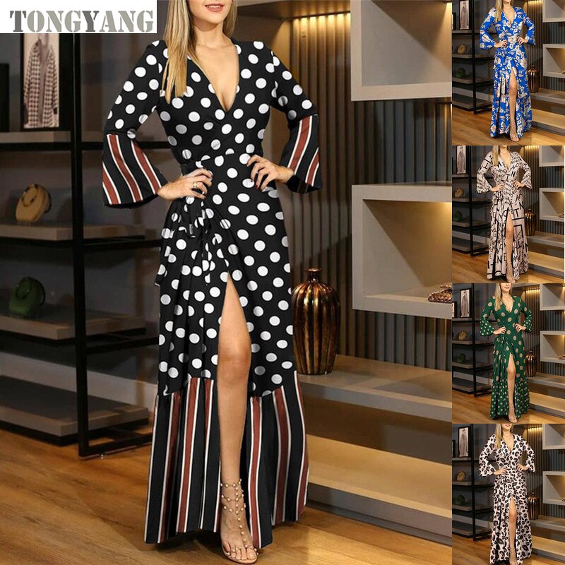 Maxi Dress Factory - OEM New Style Flared Long Sleeve Tie