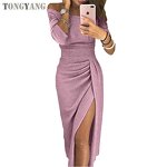 Evening Dress Factory - OEM Women Party Slit Long Sleeve