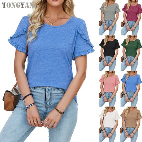 Women's Top Factory - OEM Casual Round Neck Ruffle Loose