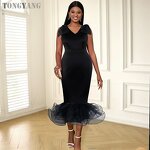 Evening Dress Factory - OEM Women Elegant Bow V-Neck Bodycon