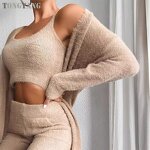 Women's Set Factory - OEM Autumn Winter Sexy V-neck Plush