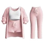 Plush Set Factory - OEM Women Knitted Long-sleeved Four-piece