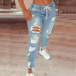 Ripped Jeans Factory - OEM Fashion Vintage Elastic Waist