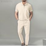 Polo Suit Factory - OEM Men's Casual Two-piece Solid Color