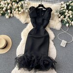 Evening Dress Factory - OEM Women Elegant Bow V-Neck Bodycon