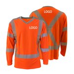 Hi Vis Shirt Factory - OEM ANSI Class 2 Long Sleeve V-Neck