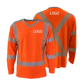 Hi Vis Shirt Factory - OEM ANSI Class 2 Long Sleeve V-Neck