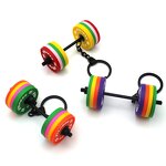 Keychain Supplier - 3D Rubber Dumbbell Keychain Detachable Design