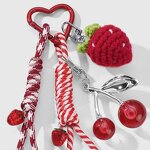 Keychain Manufacturer - Crochet Strawberry Pearl Fruit Leaf Keychain