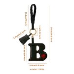 Keychain Factory - Black Leather Letter Keychain Woven Wrist Strap