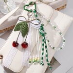 Keychain Manufacturer - Crochet Strawberry Pearl Fruit Leaf Keychain