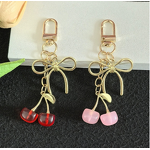 Car Keychain Factory - Cherry Pendant Gold Bow Wallet