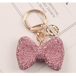 Keychain Supplier - Rhinestone Bow Car Keychain Gold Spring Ring