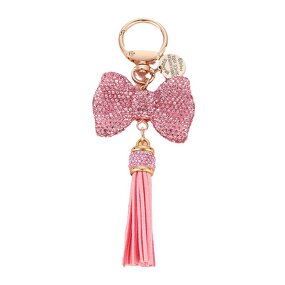 Keychain Manufacturer - Tassel Full Diamond Bow Car Keychain Tag