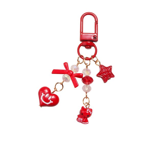 Keychain Factory - Alphabet Ceramic Flower Keychain Fu Bag Cat