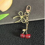 Car Keychain Factory - Cherry Pendant Gold Bow Wallet
