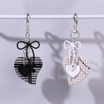 Keychain Manufacturer - Black White Checkered Heart Keychain Bow
