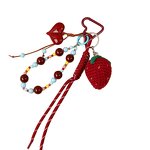 Keychain Manufacturer - Hand-Knitted Strawberry Heart Bead Pendant