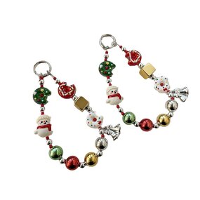 Phone Chain Supplier - Christmas Snowman Bead Donut Bell Lanyard