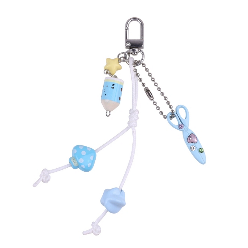 Keychain Supplier - Key Shaped Pendant Pearl Heart Bead Decoration