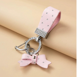 Keychain Supplier - Diamond Circle Bow Hand Rope Keychain Women