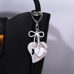 Keychain Manufacturer - Black White Checkered Heart Keychain Bow
