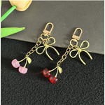 Car Keychain Factory - Cherry Pendant Gold Bow Wallet