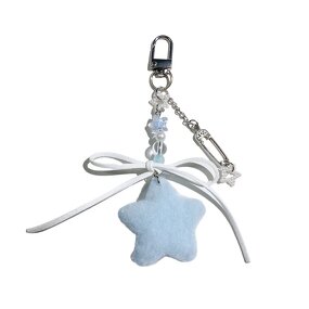 Keychain Manufacturer - Furry Five Pointed Star Bow Creamy Keychain