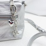 Keychain Factory - Metal Silver Heart Lock Bow Keychain Retro
