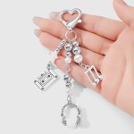 Keychain Factory - Music Festival Pearl Openwork Heart Star Keychain