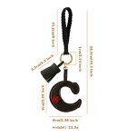 Keychain Factory - Black Leather Letter Keychain Woven Wrist Strap