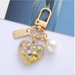 Keychain Supplier - Acrylic Pearl Love Keychain Broken Color Earphone